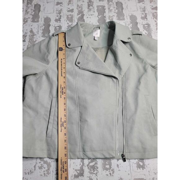 2739 LC Lauren Conrad Faux Suede‎ Mint Moto Jacket Women's 2XL - Picture 4 of 6